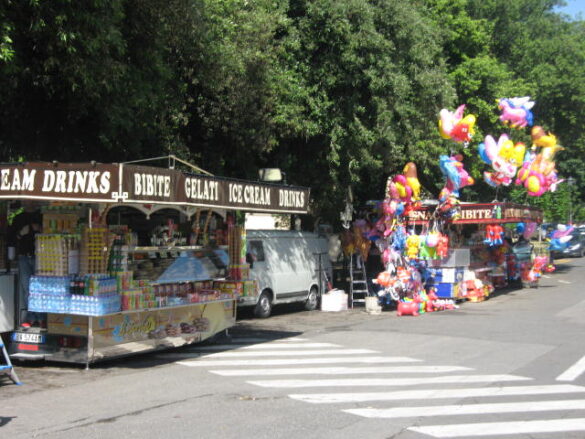 In front of the zoo entrance